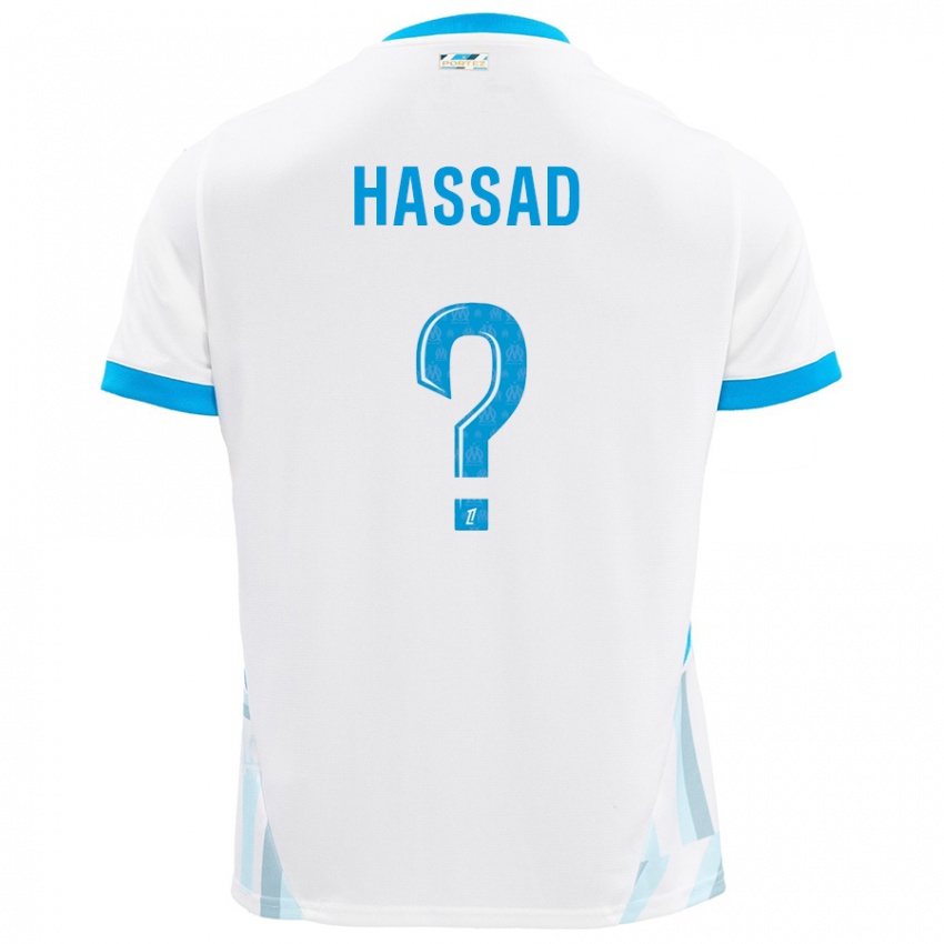 Kinderen Rayan Hassad #0 Wit Hemelsblauw Thuisshirt Thuistenue 2024/25 T-Shirt