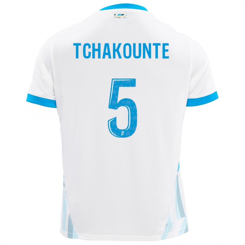 Kinderen Annaëlle Tchakounté #5 Wit Hemelsblauw Thuisshirt Thuistenue 2024/25 T-Shirt