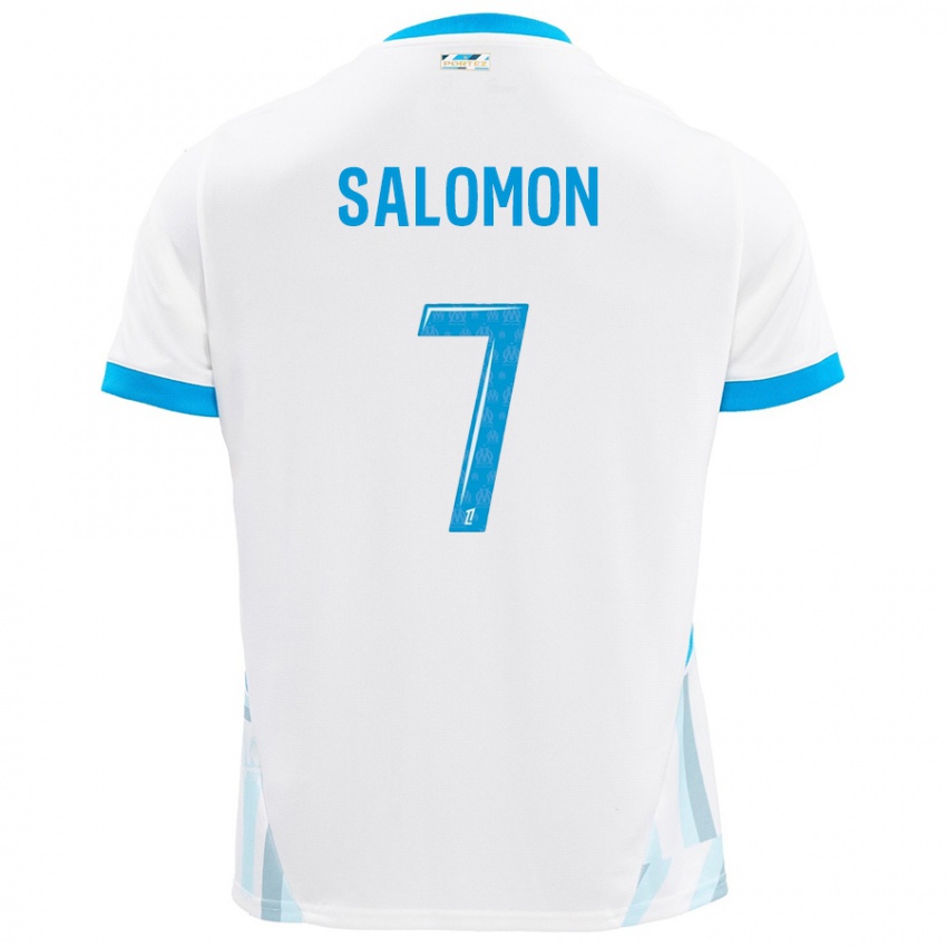 Kinderen Maëva Salomon #7 Wit Hemelsblauw Thuisshirt Thuistenue 2024/25 T-Shirt