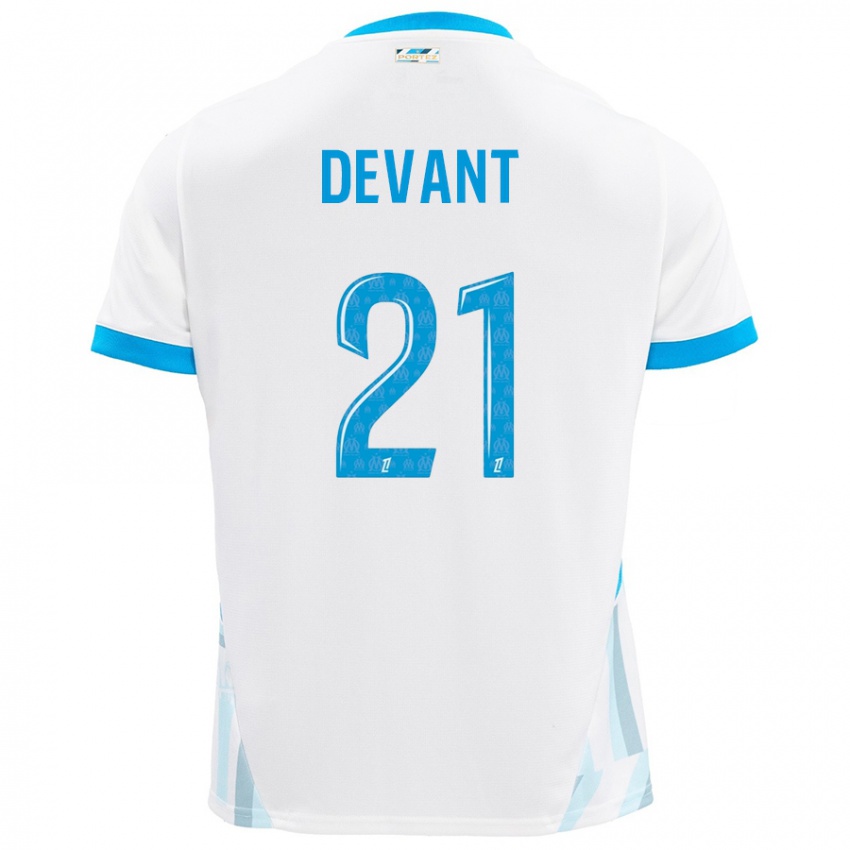 Kinderen Caroline Devant #21 Wit Hemelsblauw Thuisshirt Thuistenue 2024/25 T-Shirt