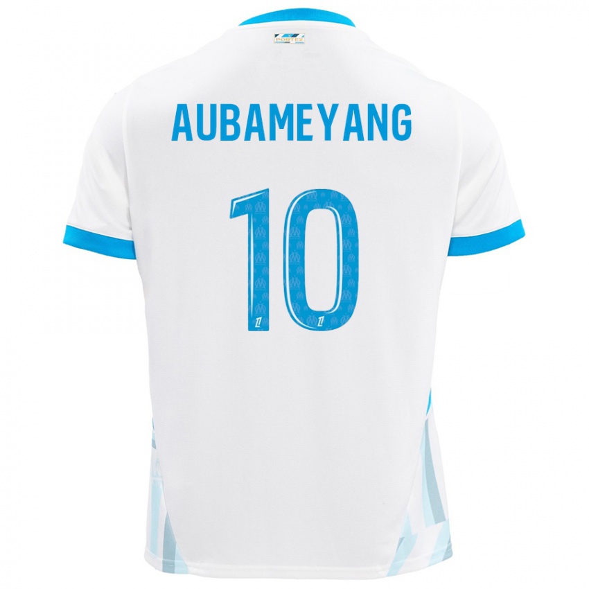 Kinderen Pierre-Emerick Aubameyang #10 Wit Hemelsblauw Thuisshirt Thuistenue 2024/25 T-Shirt