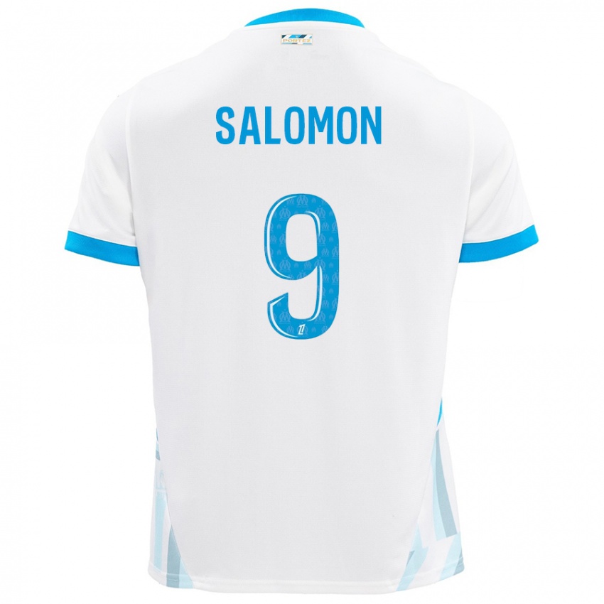 Kinderen Maeva Salomon #9 Wit Hemelsblauw Thuisshirt Thuistenue 2024/25 T-Shirt