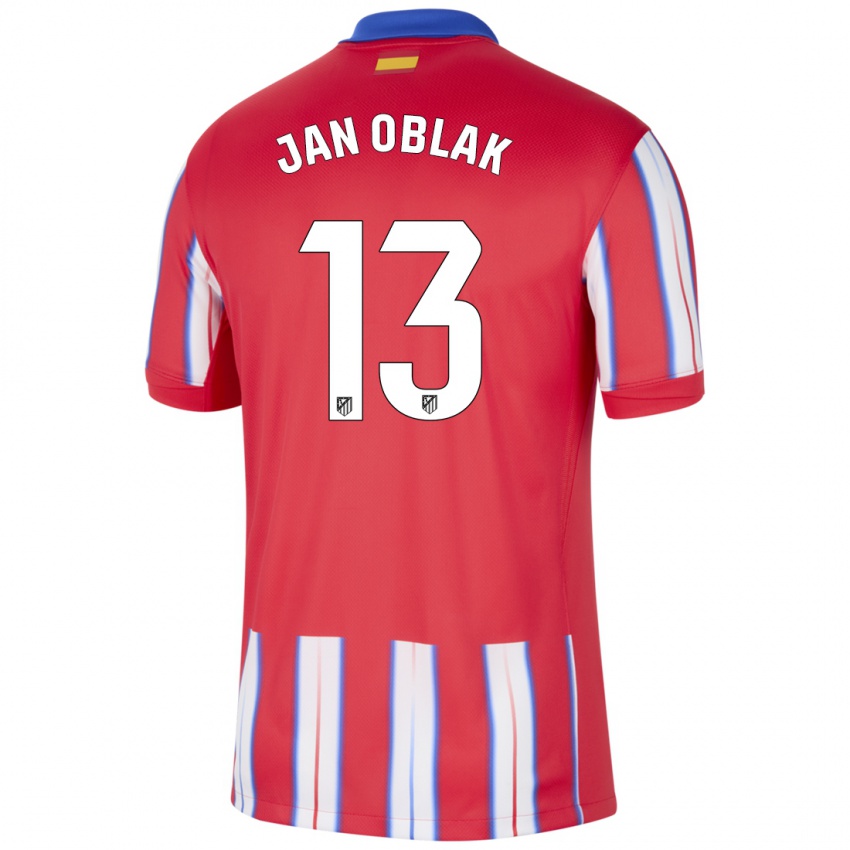 Kinderen Jan Oblak #13 Rood Wit Blauw Thuisshirt Thuistenue 2024/25 T-Shirt