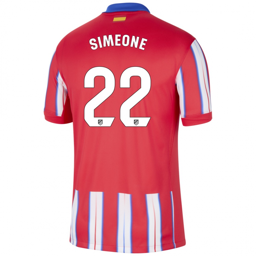 Kinderen Giuliano Simeone #22 Rood Wit Blauw Thuisshirt Thuistenue 2024/25 T-Shirt