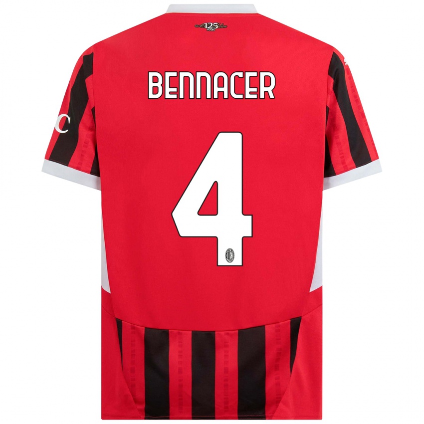 Kinderen Ismael Bennacer #4 Rood Zwart Thuisshirt Thuistenue 2024/25 T-Shirt