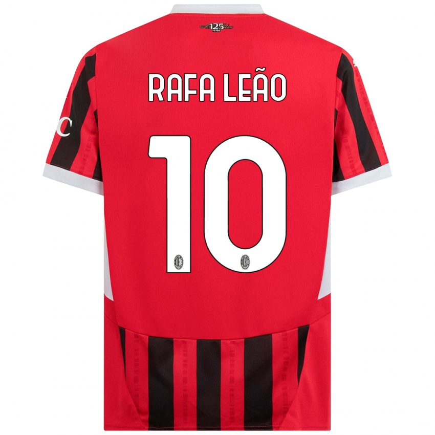 Kinderen Rafael Leao #10 Rood Zwart Thuisshirt Thuistenue 2024/25 T-Shirt