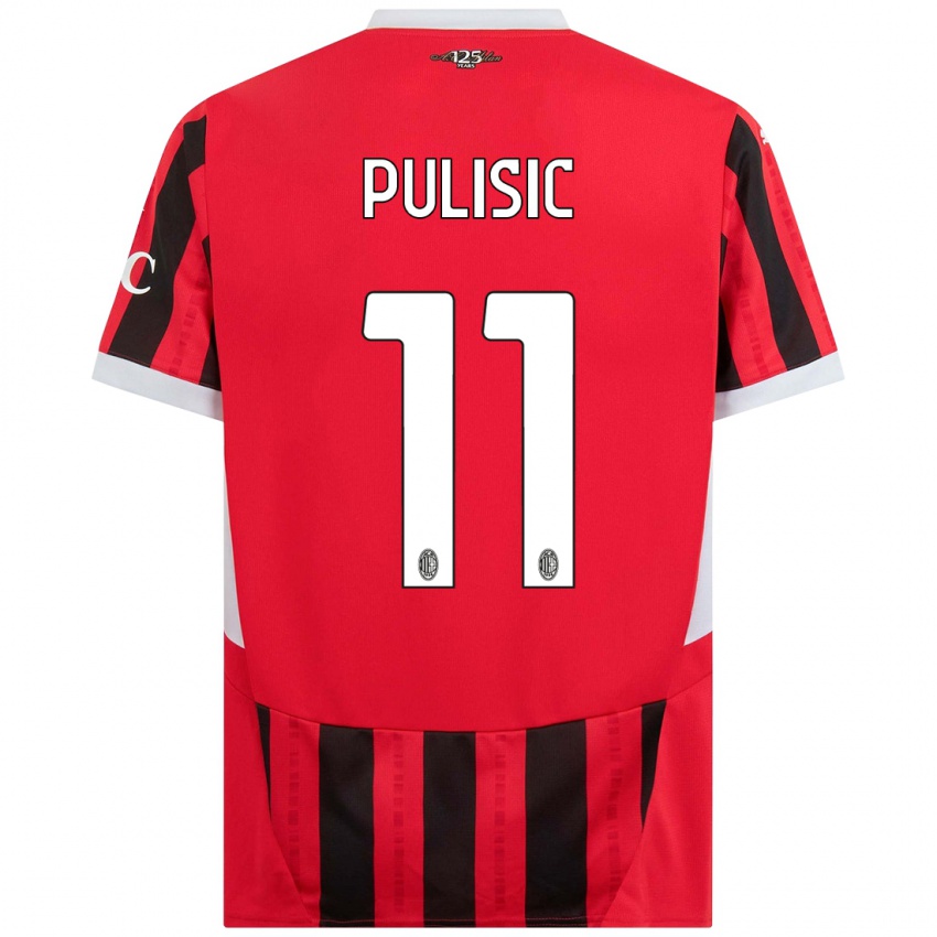 Kinderen Christian Pulisic #11 Rood Zwart Thuisshirt Thuistenue 2024/25 T-Shirt