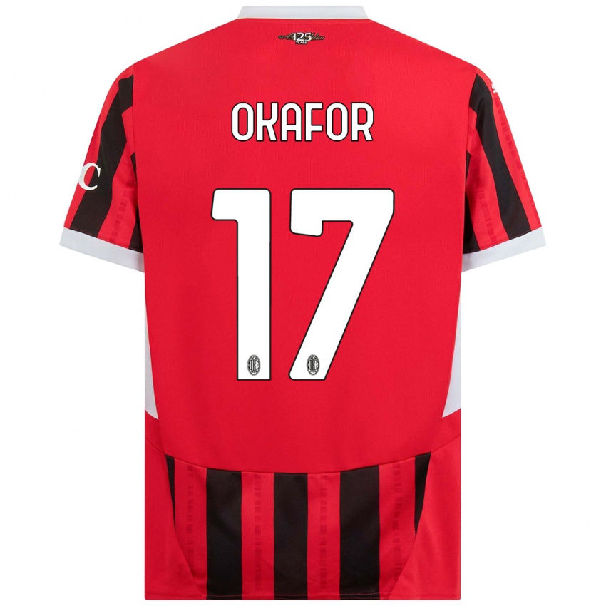 Kinderen Noah Okafor #17 Rood Zwart Thuisshirt Thuistenue 2024/25 T-Shirt