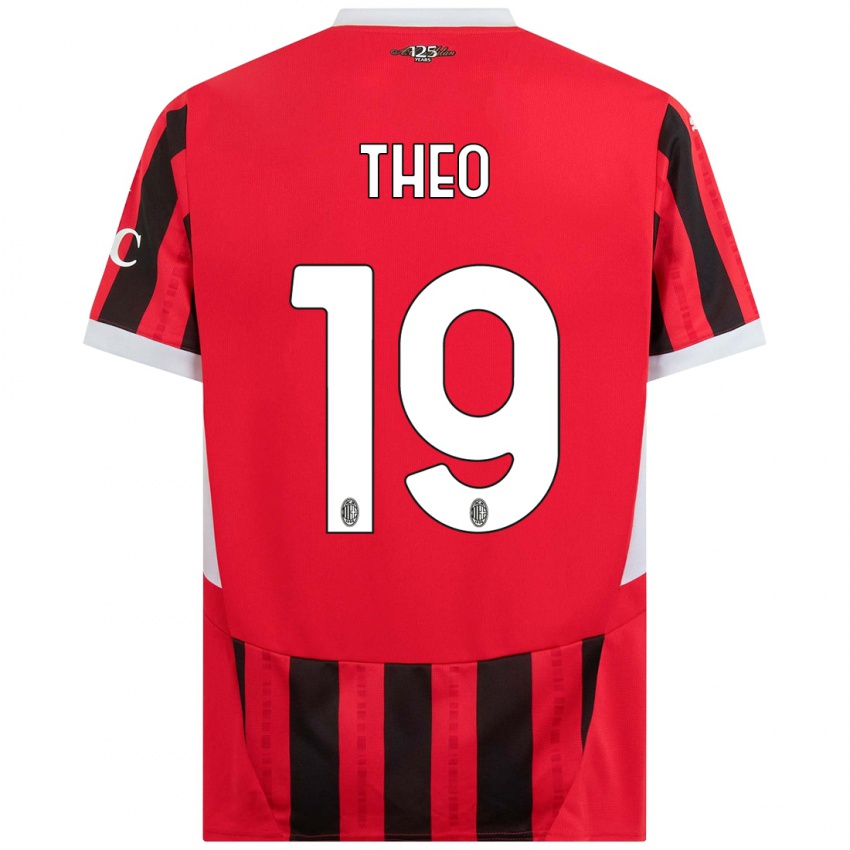 Kinderen Theo Hernandez #19 Rood Zwart Thuisshirt Thuistenue 2024/25 T-Shirt