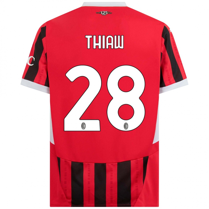 Kinderen Malick Thiaw #28 Rood Zwart Thuisshirt Thuistenue 2024/25 T-Shirt