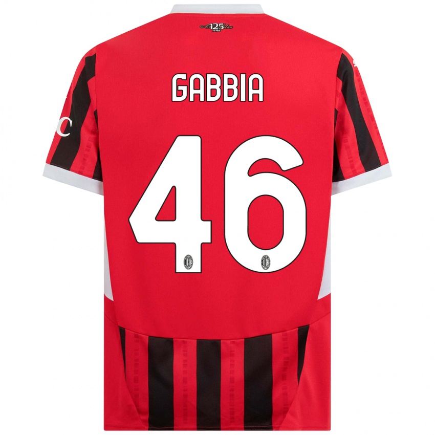 Kinderen Matteo Gabbia #46 Rood Zwart Thuisshirt Thuistenue 2024/25 T-Shirt