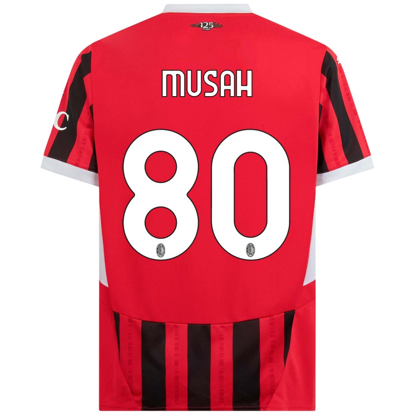 Kinderen Yunus Musah #80 Rood Zwart Thuisshirt Thuistenue 2024/25 T-Shirt