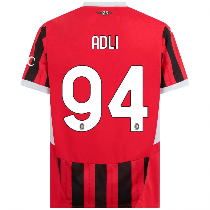 Kinderen Yacine Adli #94 Rood Zwart Thuisshirt Thuistenue 2024/25 T-Shirt