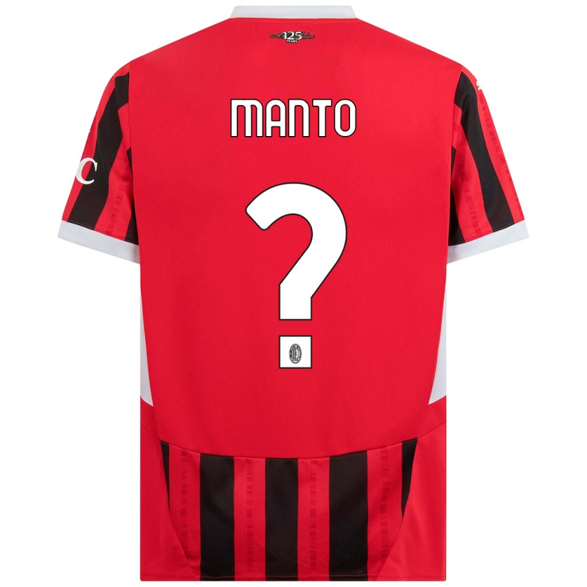 Kinderen Gaetano Manto #0 Rood Zwart Thuisshirt Thuistenue 2024/25 T-Shirt