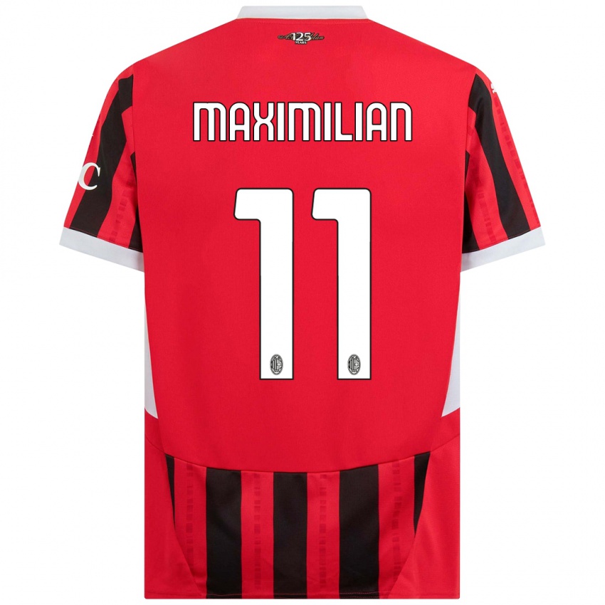 Kinderen Maximilian Ibrahimović #11 Rood Zwart Thuisshirt Thuistenue 2024/25 T-Shirt