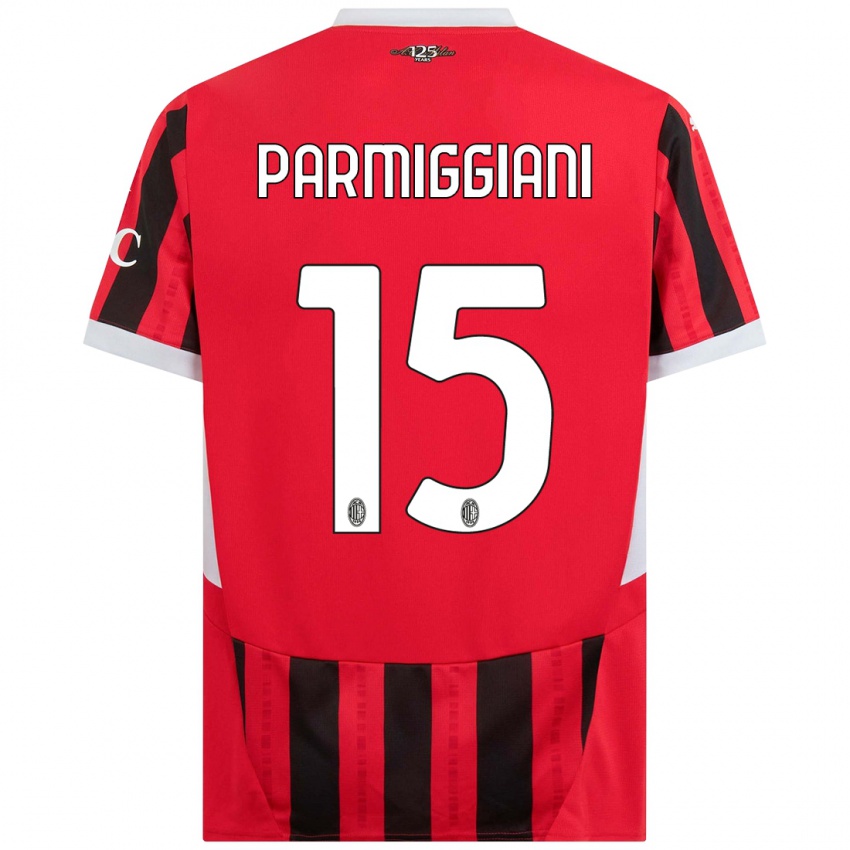 Kinderen Pietro Parmiggiani #15 Rood Zwart Thuisshirt Thuistenue 2024/25 T-Shirt