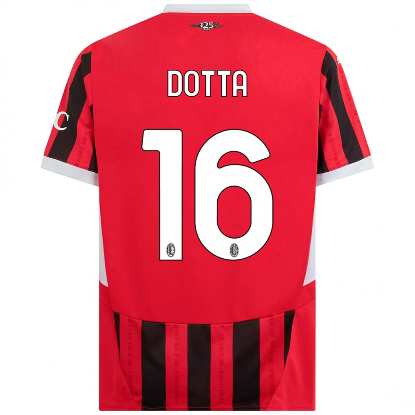 Kinderen Cristiano Dotta #16 Rood Zwart Thuisshirt Thuistenue 2024/25 T-Shirt