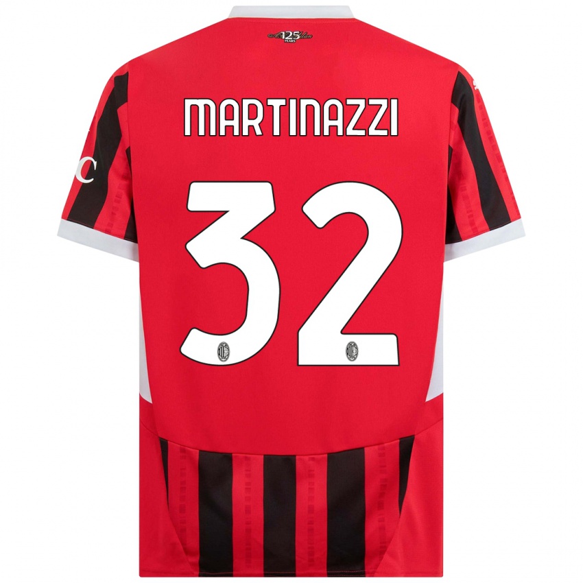 Kinderen Luca Martinazzi #32 Rood Zwart Thuisshirt Thuistenue 2024/25 T-Shirt