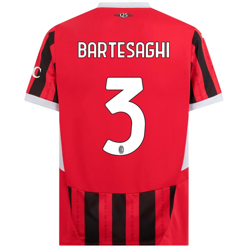 Kinderen Davide Bartesaghi #3 Rood Zwart Thuisshirt Thuistenue 2024/25 T-Shirt