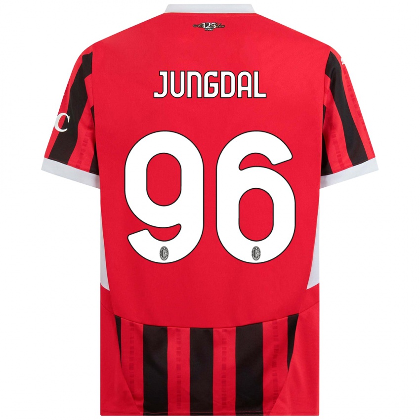 Kinderen Andreas Jungdal #96 Rood Zwart Thuisshirt Thuistenue 2024/25 T-Shirt