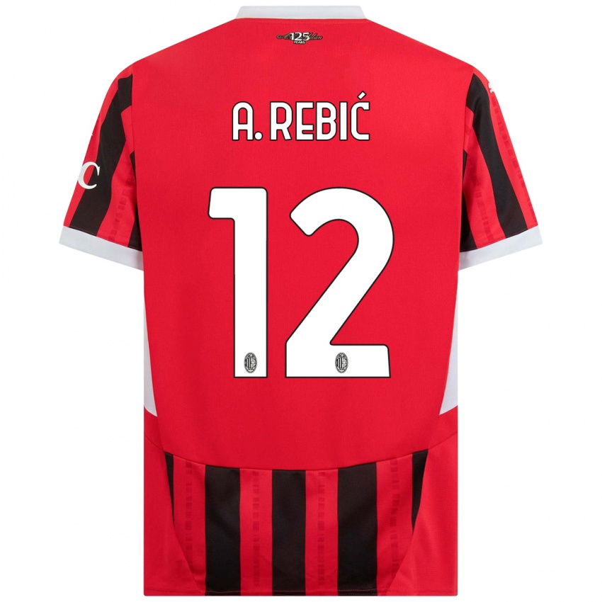 Kinderen Ante Rebic #12 Rood Zwart Thuisshirt Thuistenue 2024/25 T-Shirt