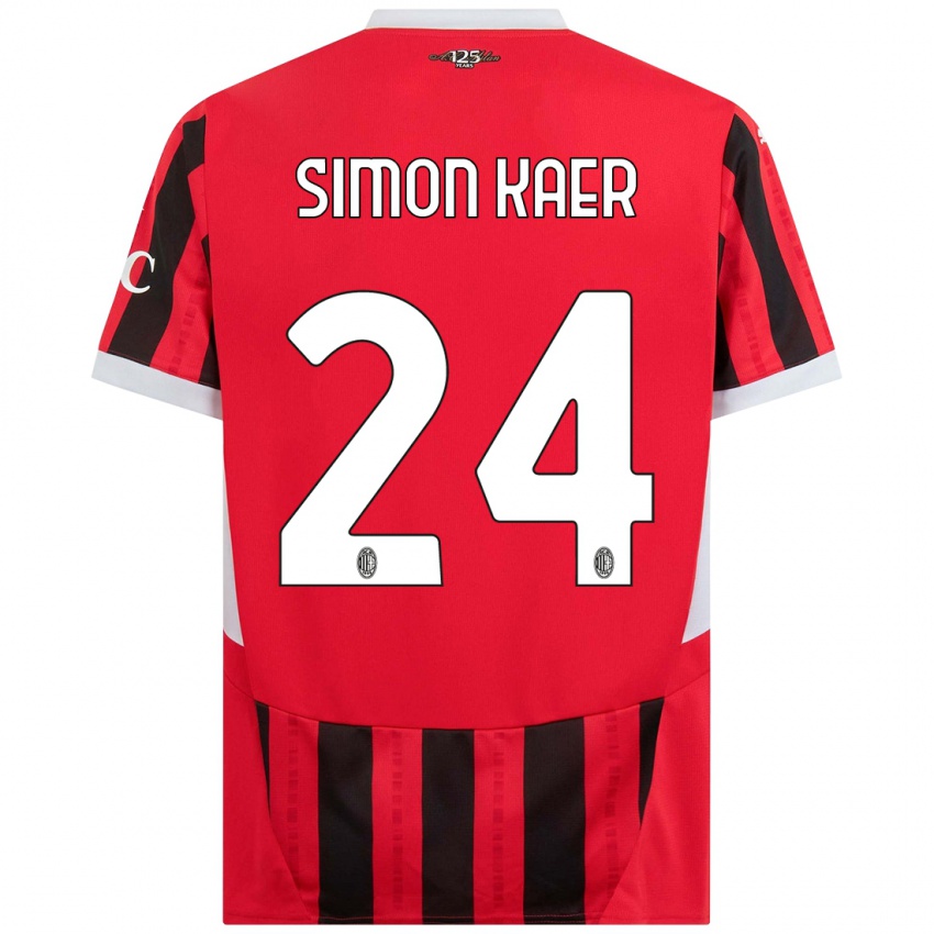 Kinderen Simon Kaer #24 Rood Zwart Thuisshirt Thuistenue 2024/25 T-Shirt