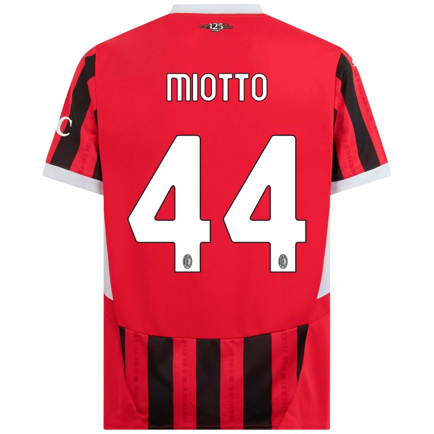 Kinderen Giorgia Miotto #44 Rood Zwart Thuisshirt Thuistenue 2024/25 T-Shirt