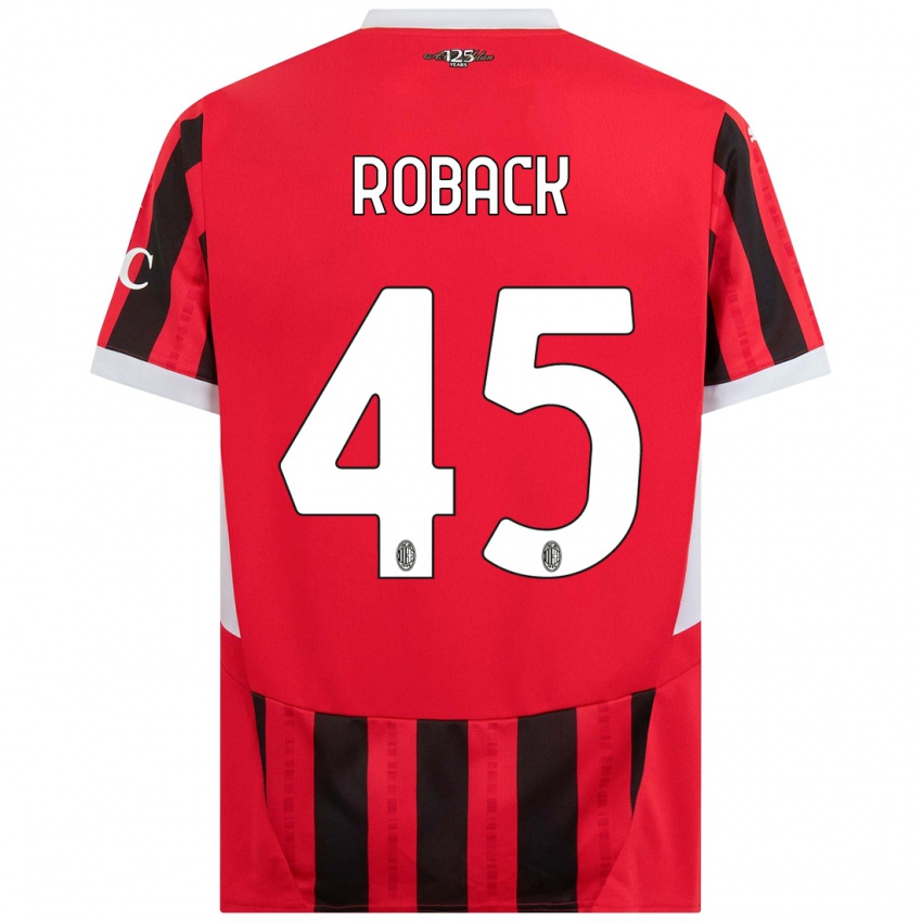 Kinderen Emil Roback #45 Rood Zwart Thuisshirt Thuistenue 2024/25 T-Shirt