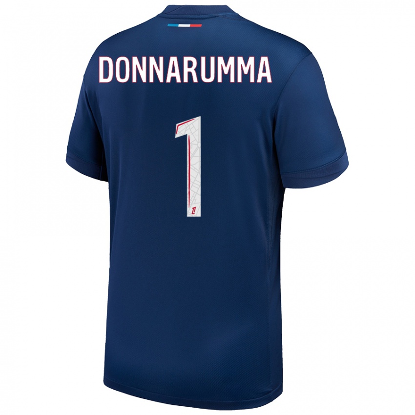 Kinderen Gianluigi Donnarumma #1 Marineblauw Wit Thuisshirt Thuistenue 2024/25 T-Shirt