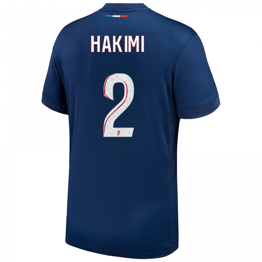 Kinderen Achraf Hakimi #2 Marineblauw Wit Thuisshirt Thuistenue 2024/25 T-Shirt