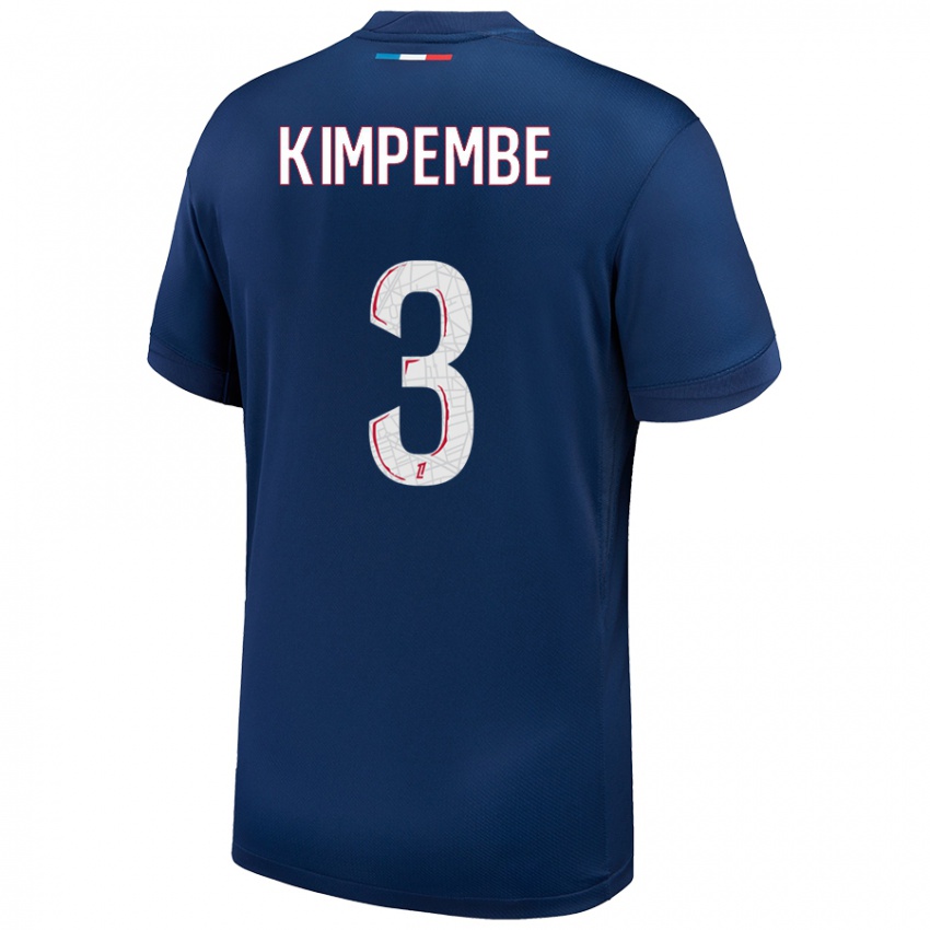 Kinderen Presnel Kimpembe #3 Marineblauw Wit Thuisshirt Thuistenue 2024/25 T-Shirt