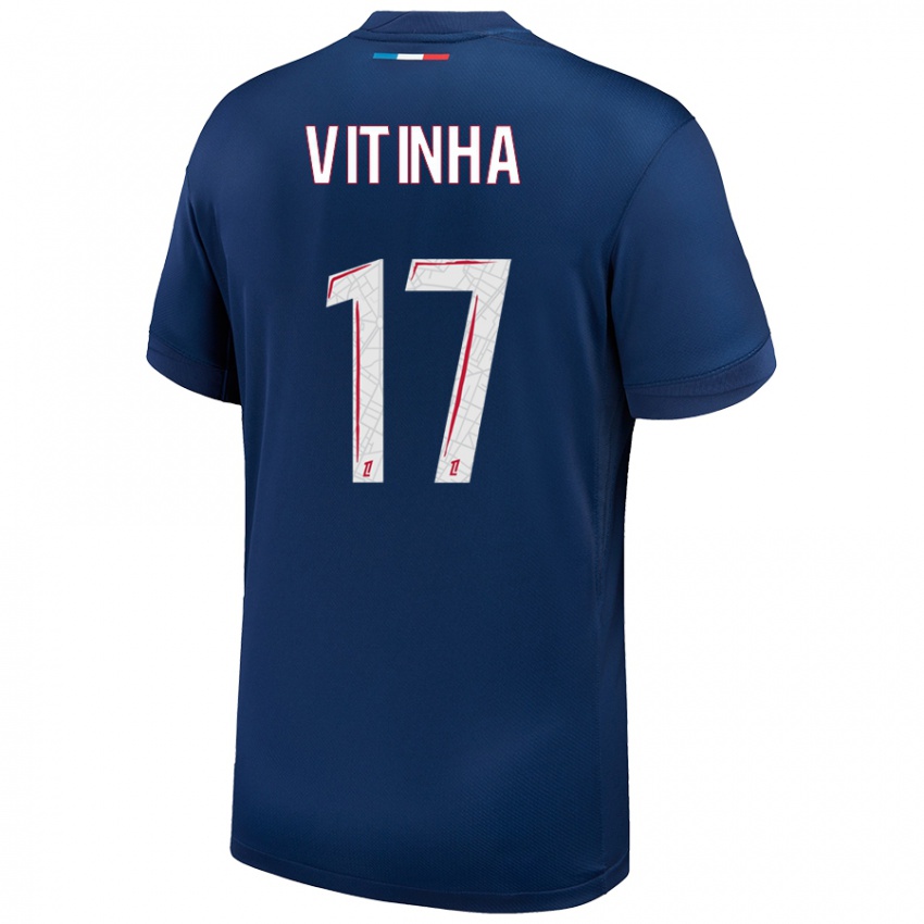 Kinderen Vitinha #17 Marineblauw Wit Thuisshirt Thuistenue 2024/25 T-Shirt