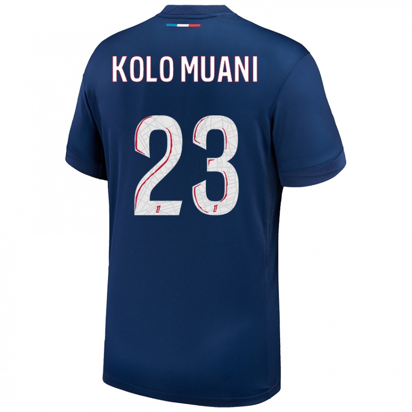 Kinderen Randal Kolo Muani #23 Marineblauw Wit Thuisshirt Thuistenue 2024/25 T-Shirt