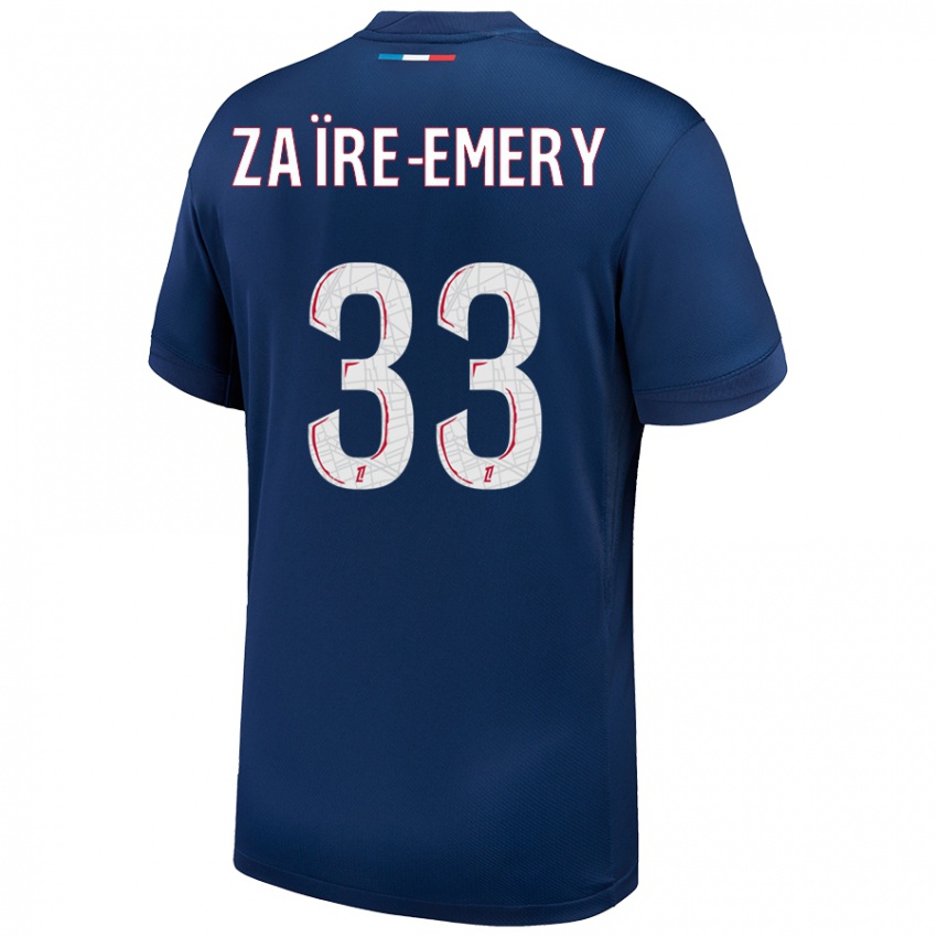 Kinderen Warren Zaire Emery #33 Marineblauw Wit Thuisshirt Thuistenue 2024/25 T-Shirt