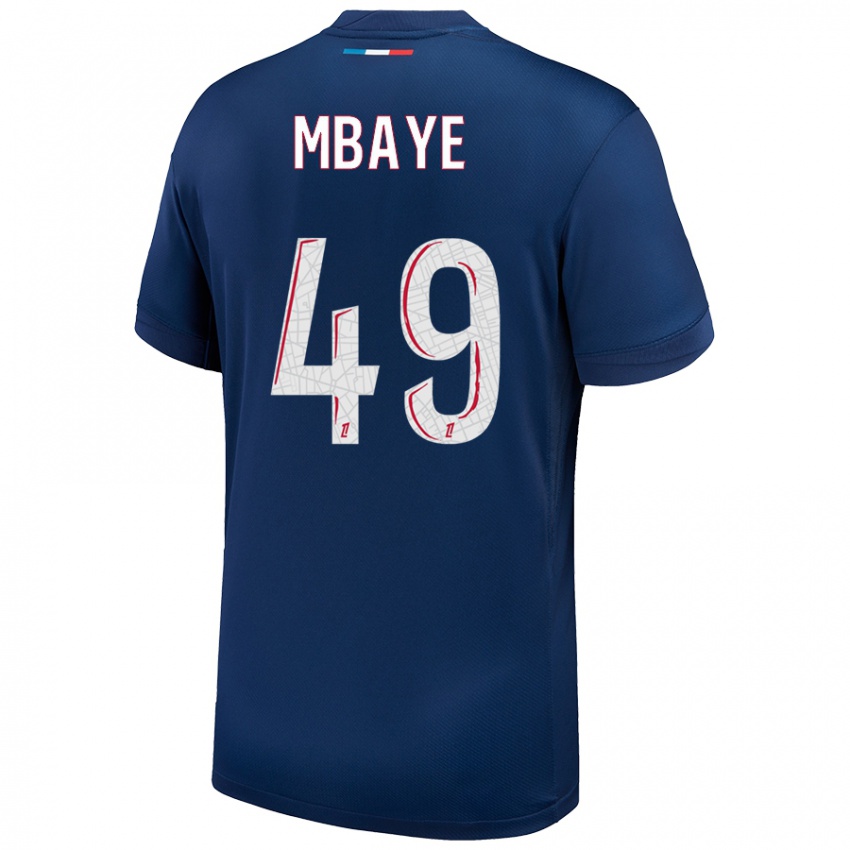 Kinderen Ibrahim Mbaye #49 Marineblauw Wit Thuisshirt Thuistenue 2024/25 T-Shirt