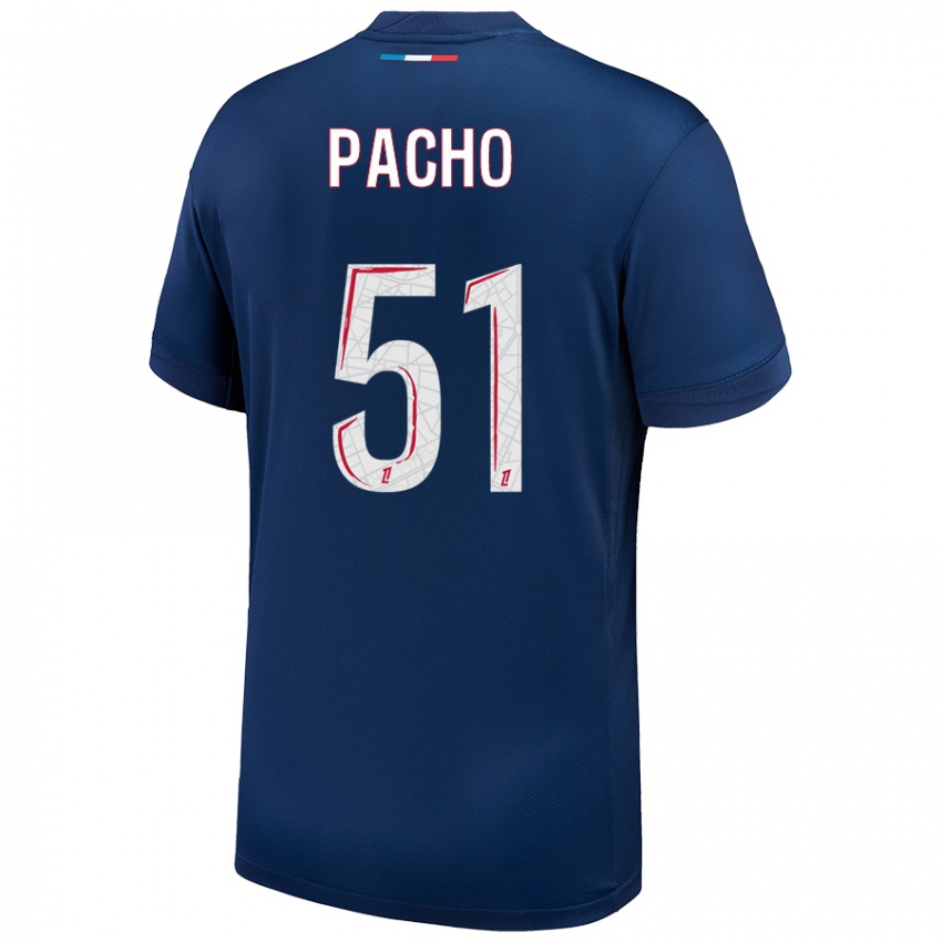 Kinderen Willian Pacho #51 Marineblauw Wit Thuisshirt Thuistenue 2024/25 T-Shirt