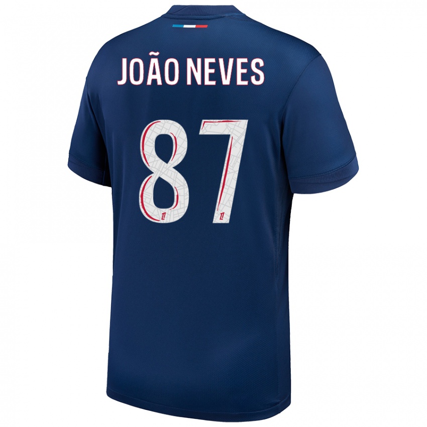 Kinderen João Neves #87 Marineblauw Wit Thuisshirt Thuistenue 2024/25 T-Shirt