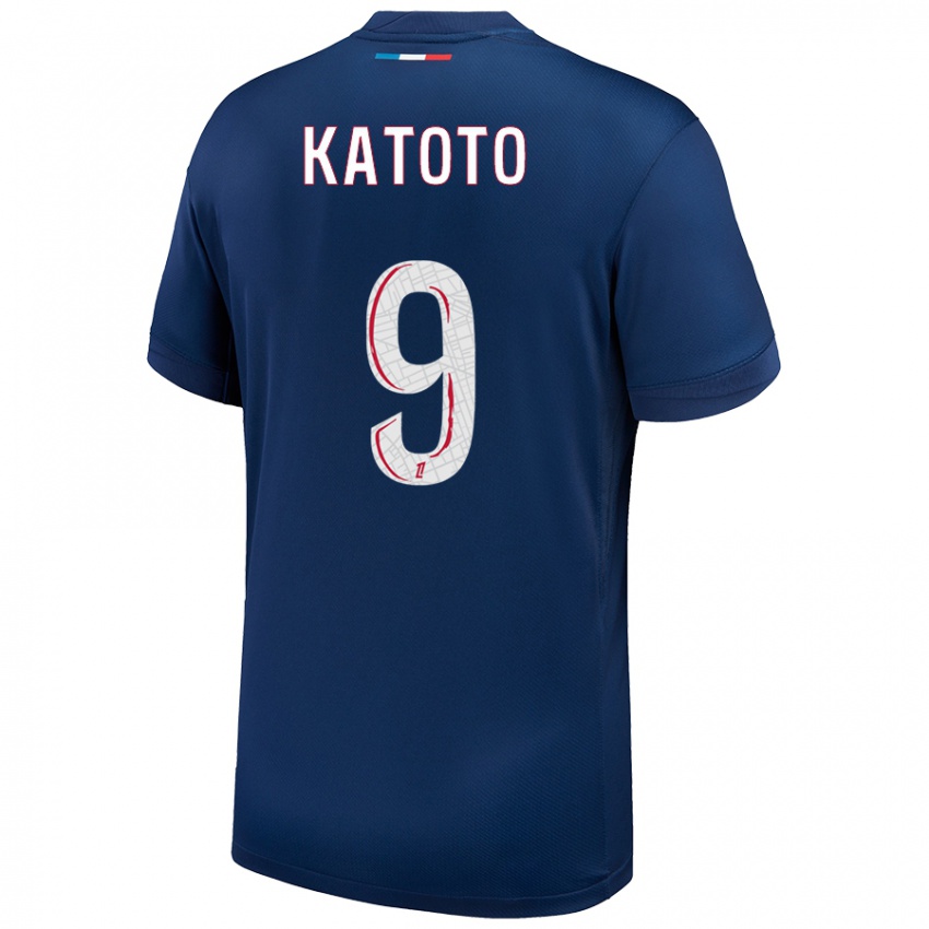 Kinderen Marie-Antoinette Katoto #9 Marineblauw Wit Thuisshirt Thuistenue 2024/25 T-Shirt