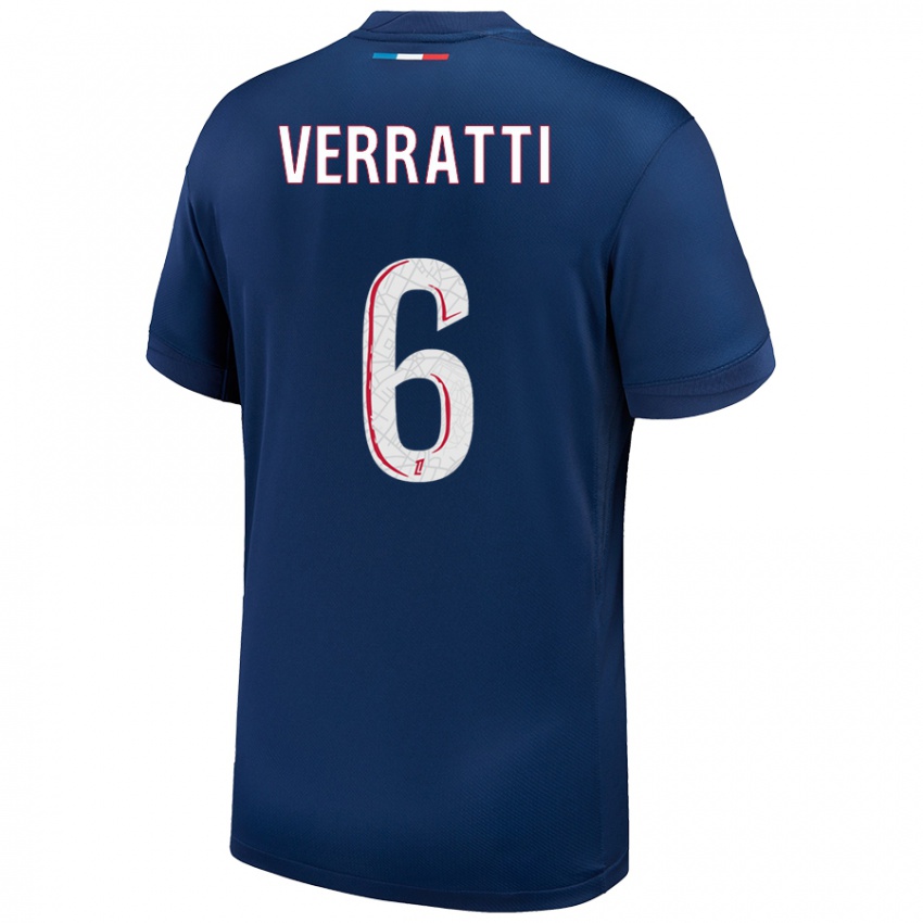 Kinderen Marco Verratti #6 Marineblauw Wit Thuisshirt Thuistenue 2024/25 T-Shirt