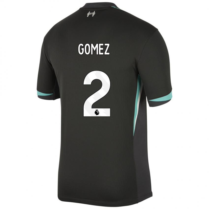 Kinderen Joe Gomez #2 Zwart Antraciet Wit Uitshirt Uittenue 2024/25 T-Shirt