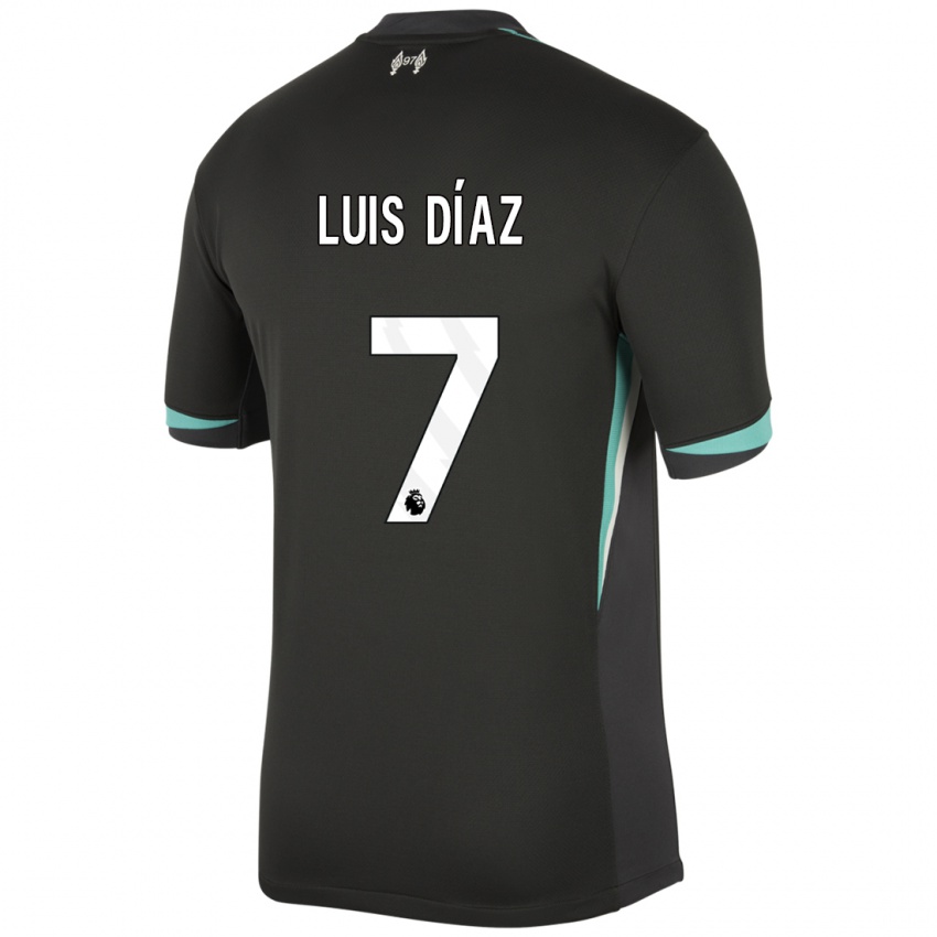 Kinderen Luis Diaz #7 Zwart Antraciet Wit Uitshirt Uittenue 2024/25 T-Shirt