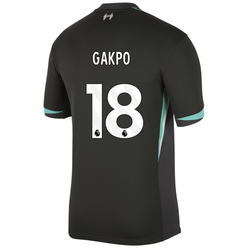 Kinderen Cody Gakpo #18 Zwart Antraciet Wit Uitshirt Uittenue 2024/25 T-Shirt