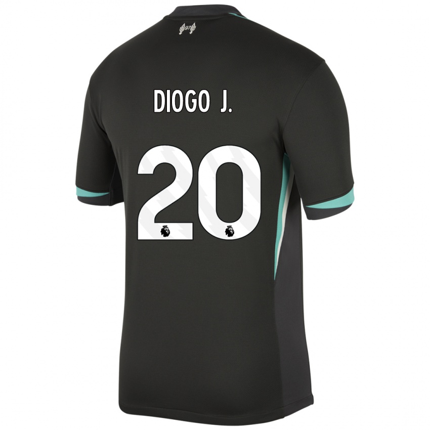 Kinderen Diogo Jota #20 Zwart Antraciet Wit Uitshirt Uittenue 2024/25 T-Shirt