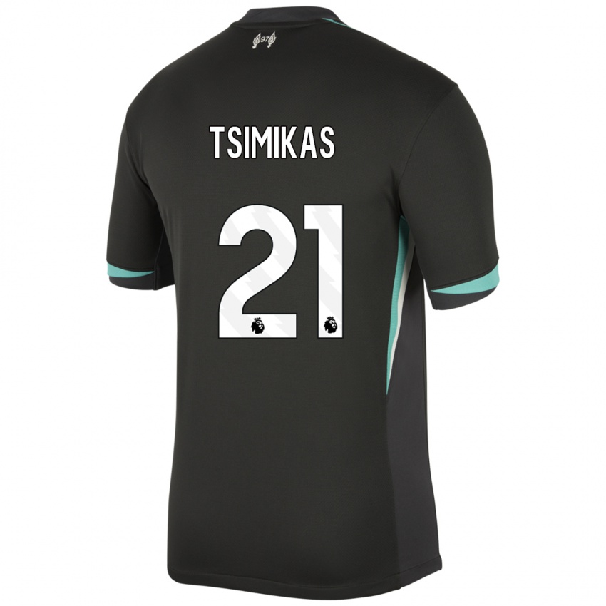 Kinderen Konstantinos Tsimikas #21 Zwart Antraciet Wit Uitshirt Uittenue 2024/25 T-Shirt