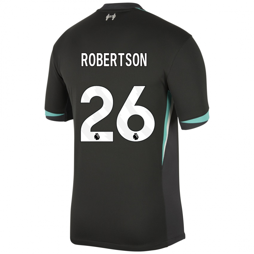 Kinderen Andrew Robertson #26 Zwart Antraciet Wit Uitshirt Uittenue 2024/25 T-Shirt