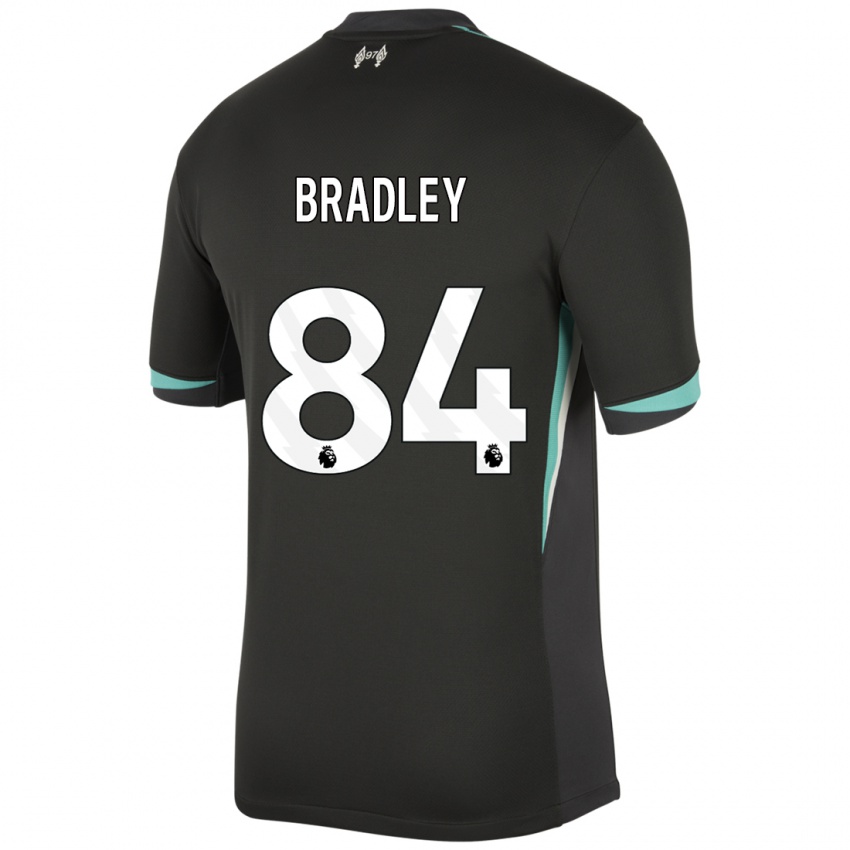 Kinderen Conor Bradley #84 Zwart Antraciet Wit Uitshirt Uittenue 2024/25 T-Shirt