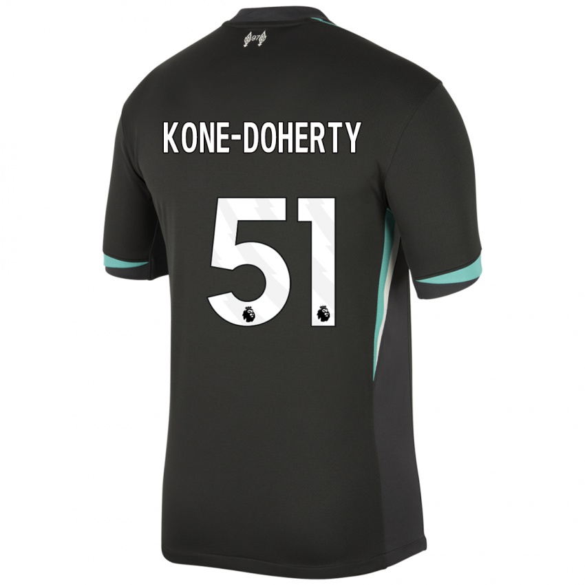 Kinderen Trent Kone-Doherty #51 Zwart Antraciet Wit Uitshirt Uittenue 2024/25 T-Shirt