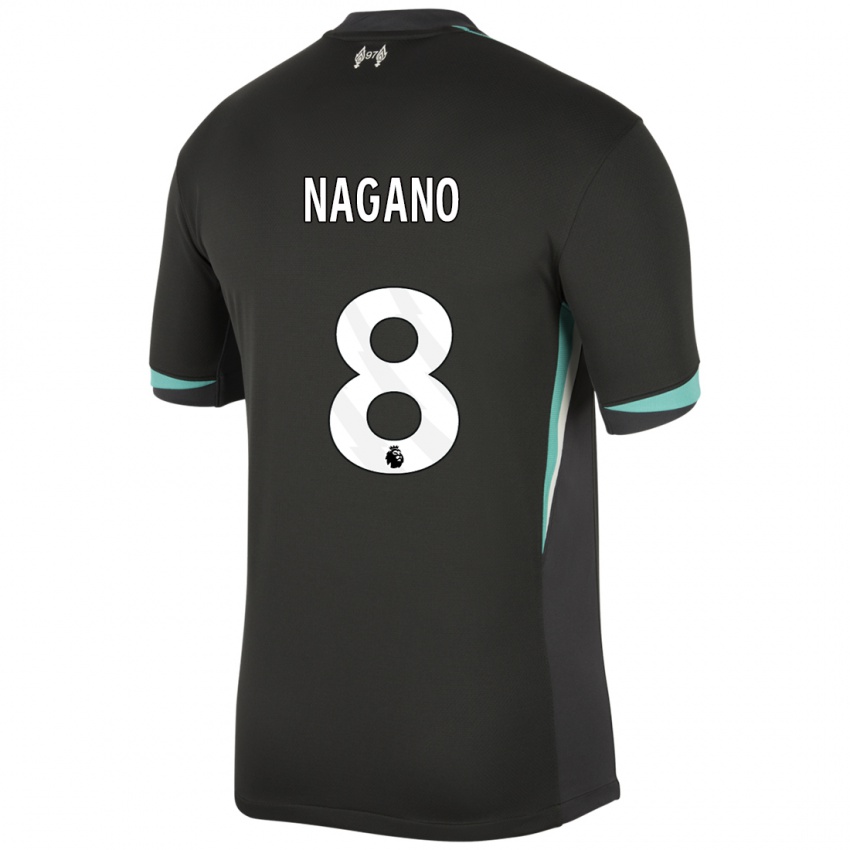 Kinderen Fūka Nagano #8 Zwart Antraciet Wit Uitshirt Uittenue 2024/25 T-Shirt