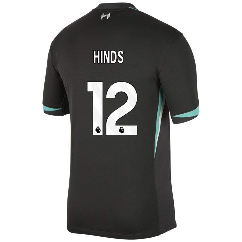 Kinderen Taylor Hinds #12 Zwart Antraciet Wit Uitshirt Uittenue 2024/25 T-Shirt