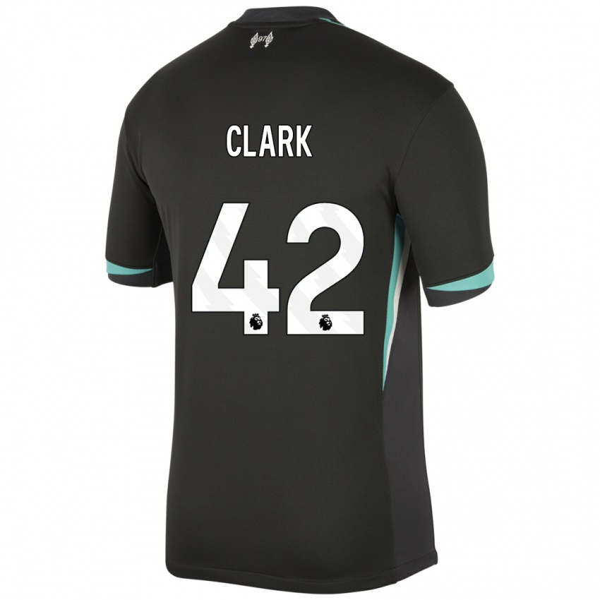 Kinderen Bobby Clark #42 Zwart Antraciet Wit Uitshirt Uittenue 2024/25 T-Shirt